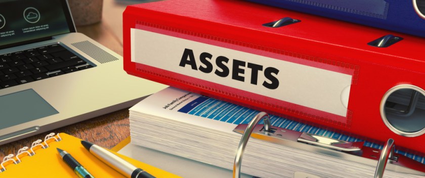 Red Office Folder with Inscription Assets.